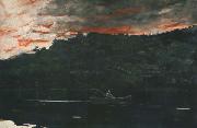 Winslow Homer Sunrise,Fishing in the Adirondacks (mk44) oil